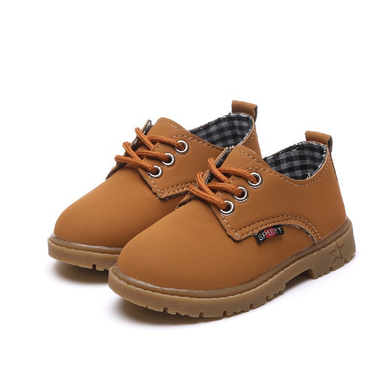 

Toddler / Kid Classic Solid Grid Lace-up Leather Casual Shoes