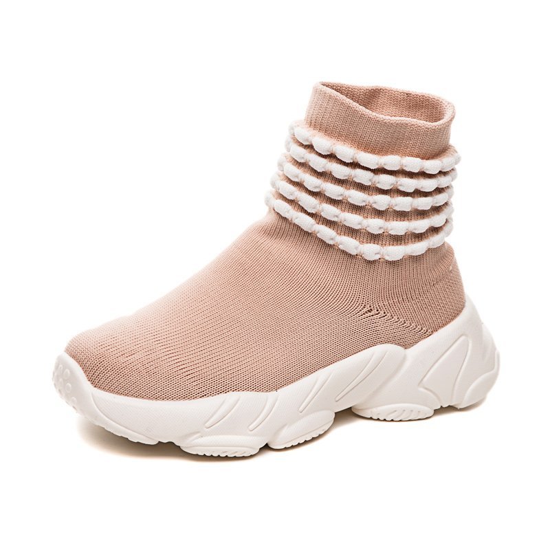 

Toddler / Kid Girl Solid Striped Knitted Chic Thermal Sneaker