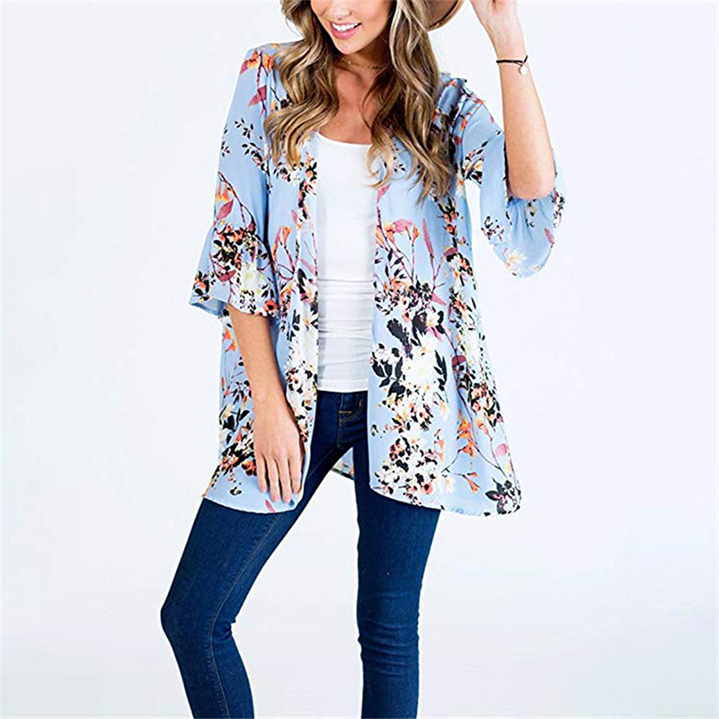 

Maternity Floral full print Light Blue Coat