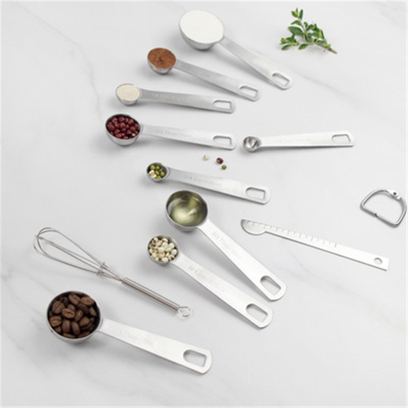 

Stainless steel round measuring spoon set baking scale measuring seasoning spoon cooking spoon measuring scale
