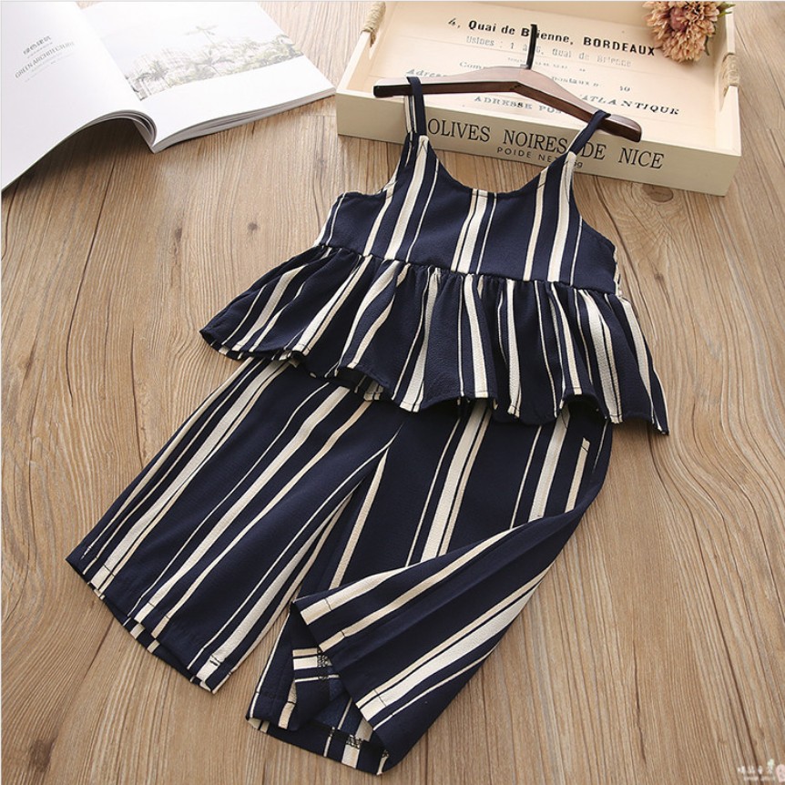 

2-piece Baby / Toddler Girl Colorblock Striped Top and Pants Set