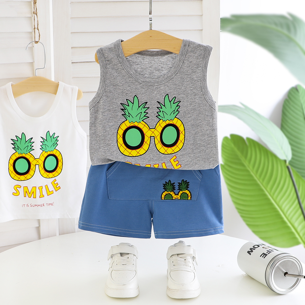 

Baby Boy Casual Pineapple Tank Top and Denim Shorts Set (No Shoes )