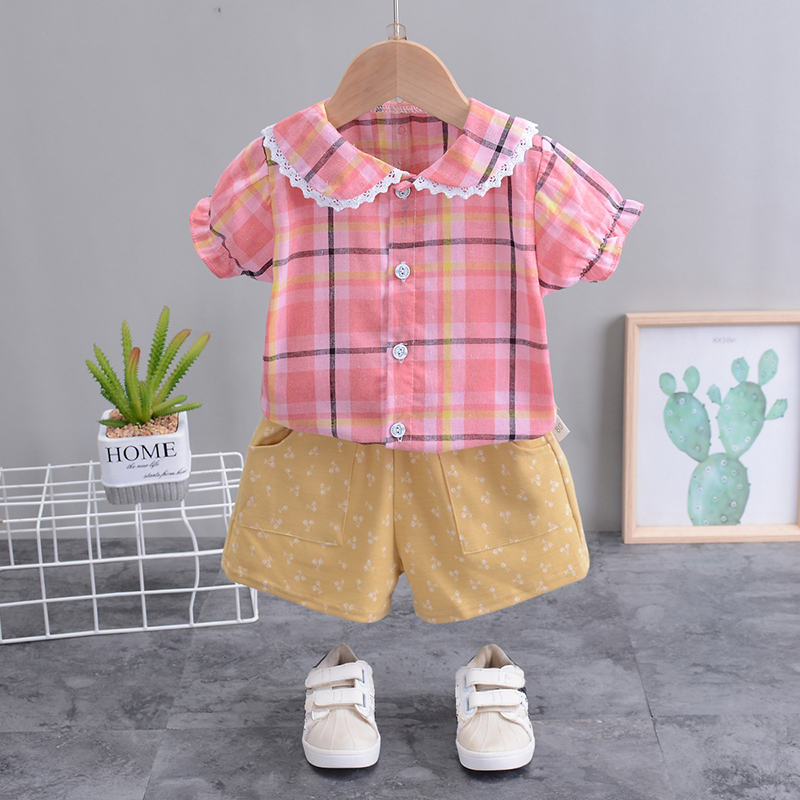 

Baby Girl Sweet Plaid Baby's Sets