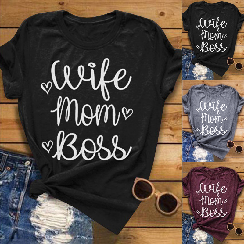 

Casual Letter Printed Short-sleeve Tee For women