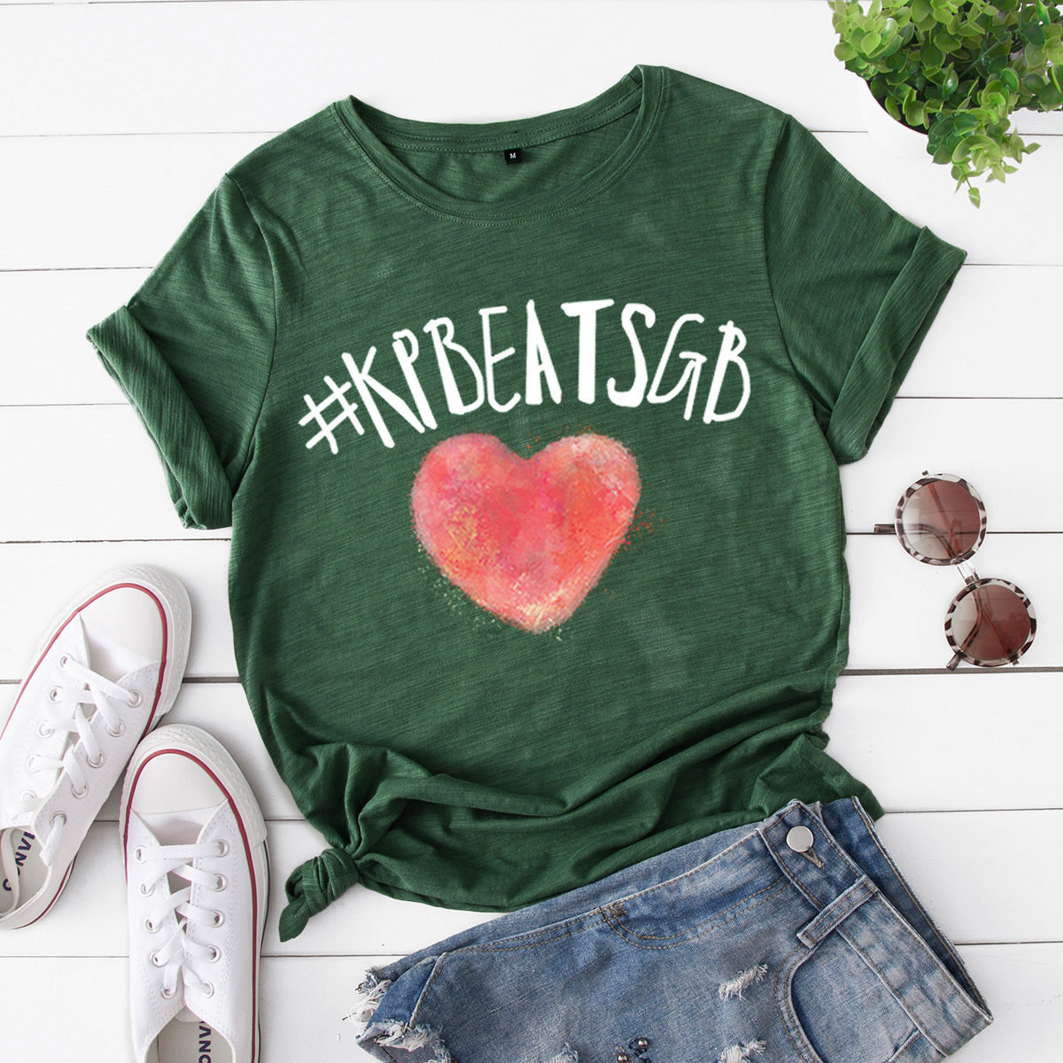 

Casual Love Letter Printed Short-sleeve Tee For women