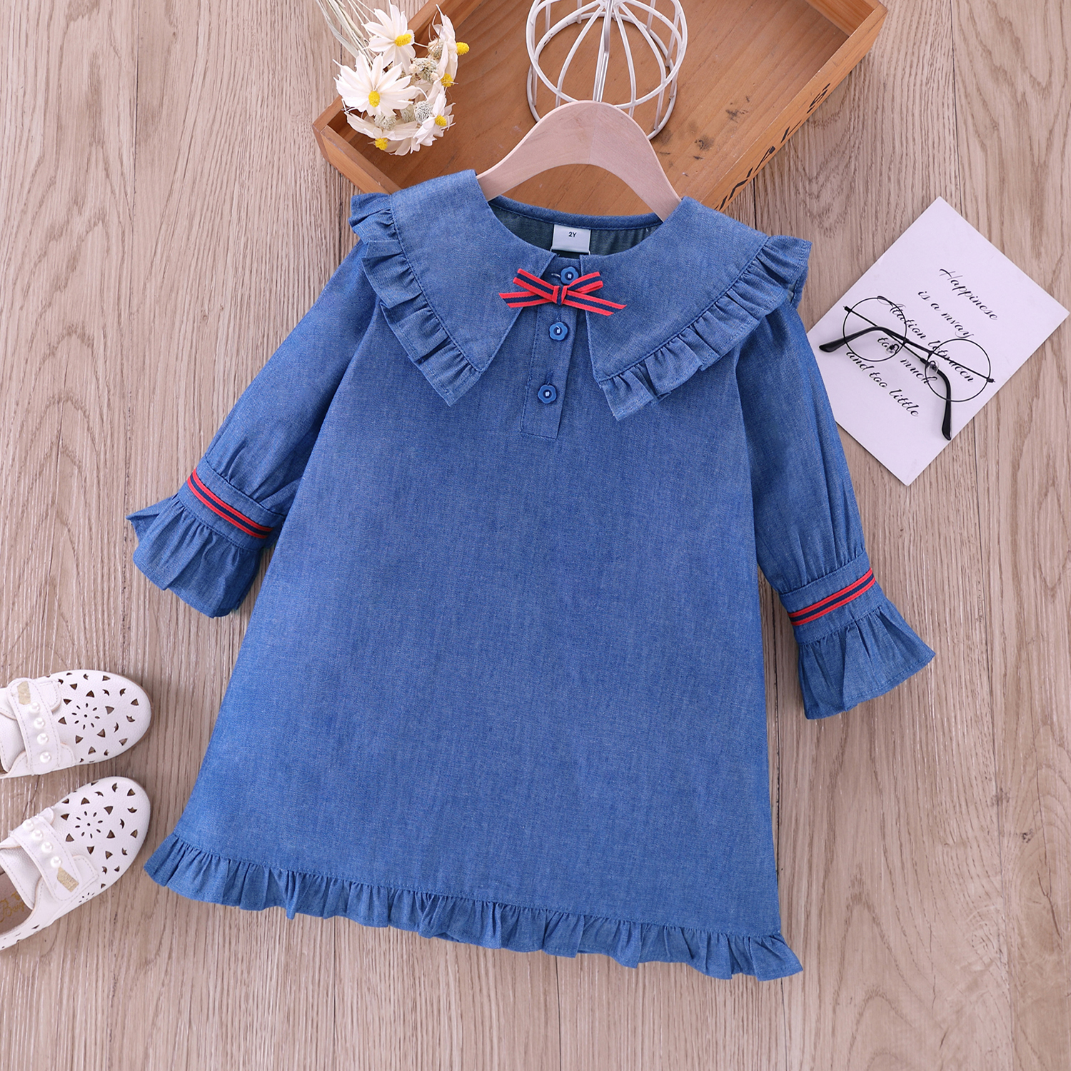 

Baby / Toddler Flounced Collar Denim Dress