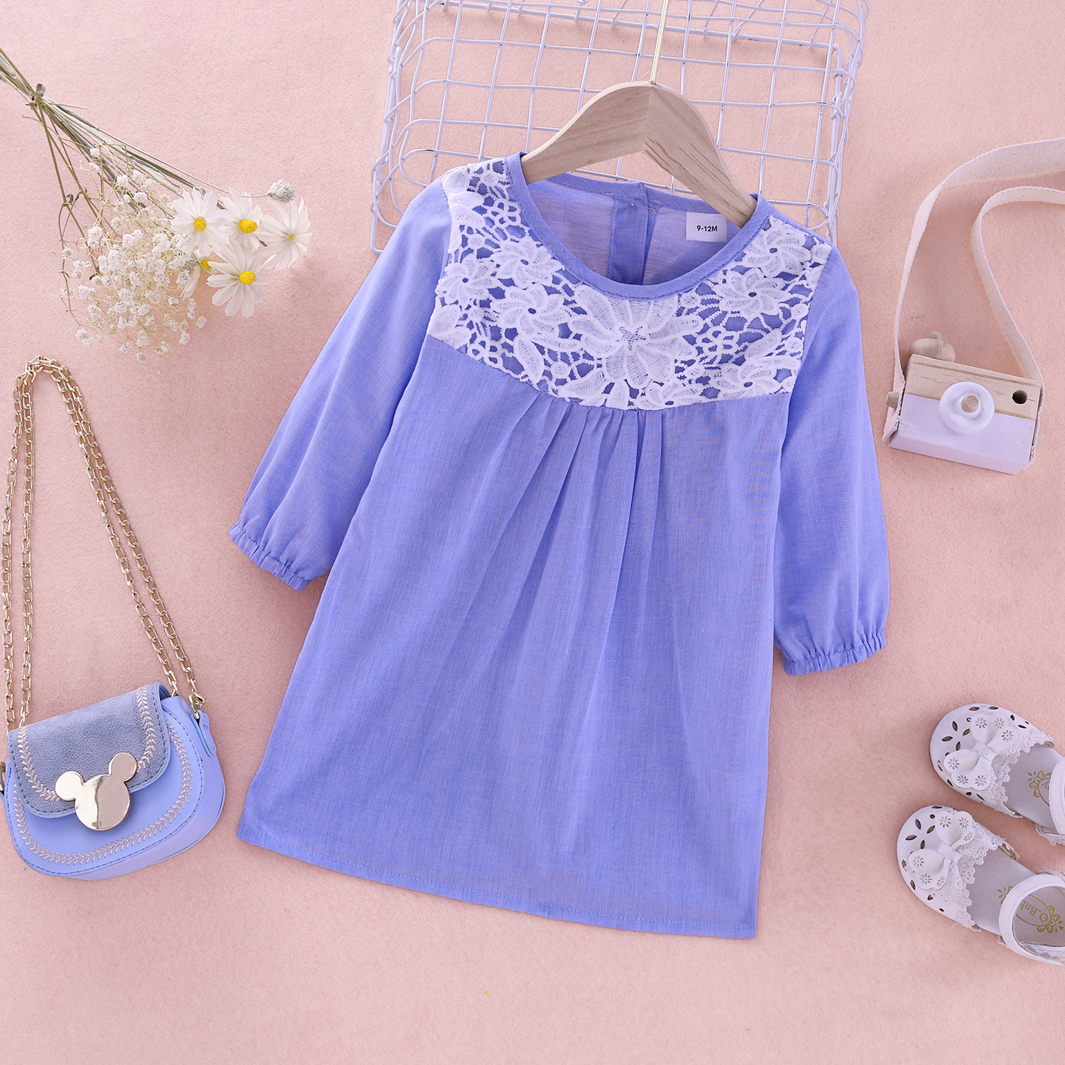

1pc Baby Girl Long-sleeve Cotton Floral Retro Dress