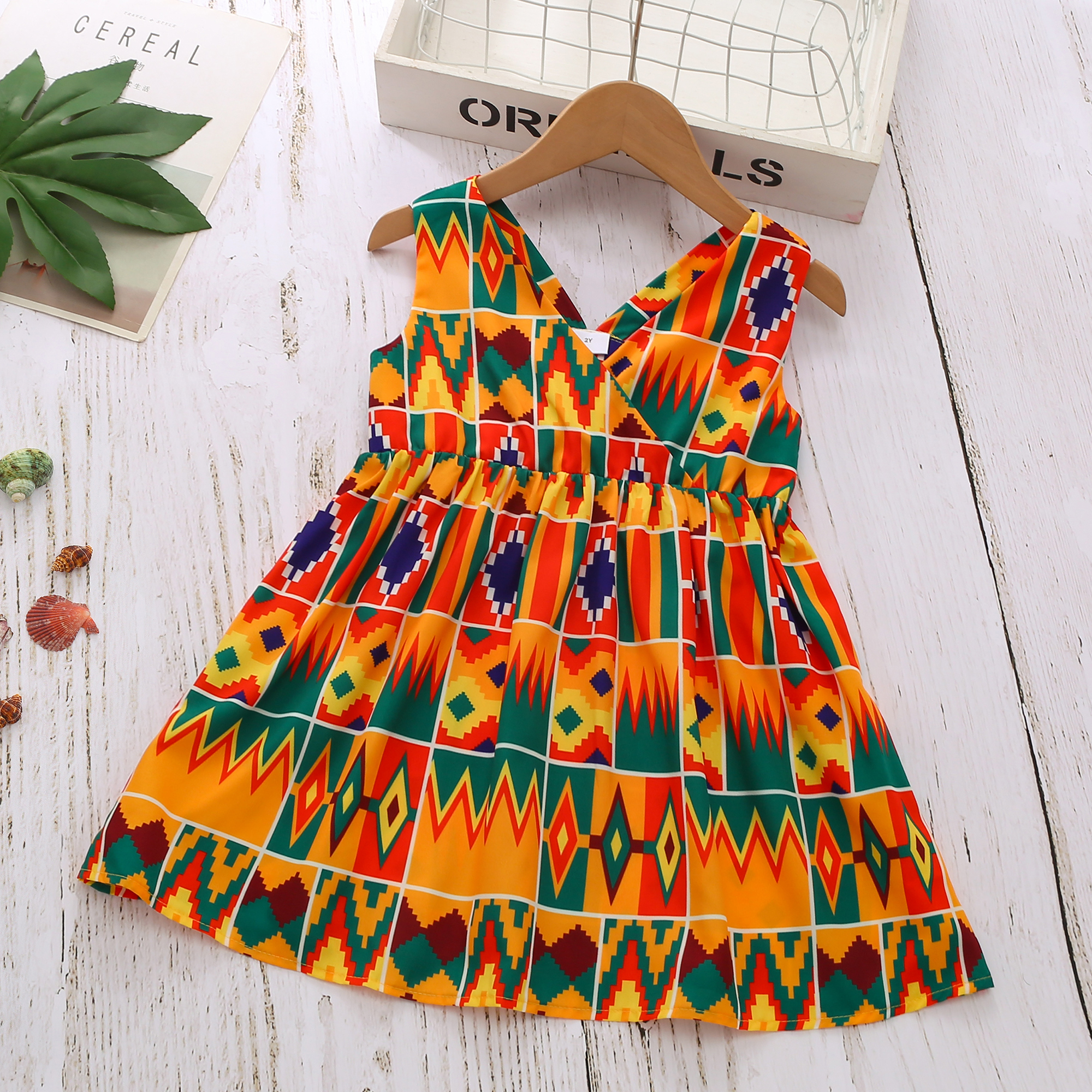

Toddler Girl Stylish Colorful Vintage Print Dress