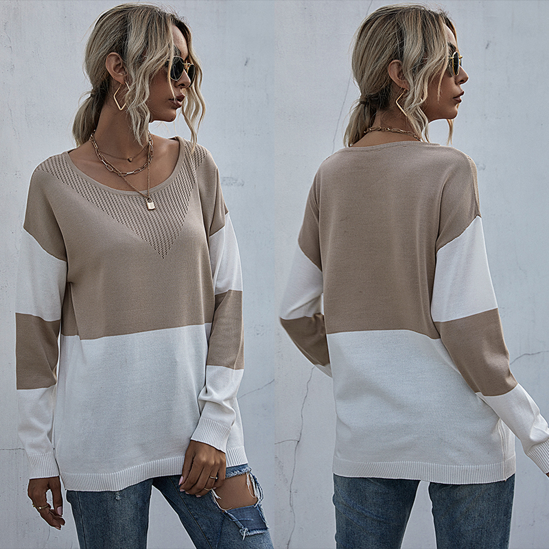 

Splice Design Round Neck Long-sleeve Sweater