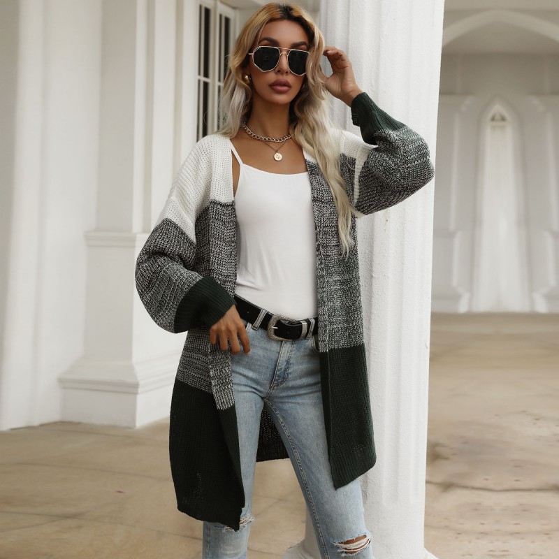

Color Block Long-sleeve Knit Cardigan