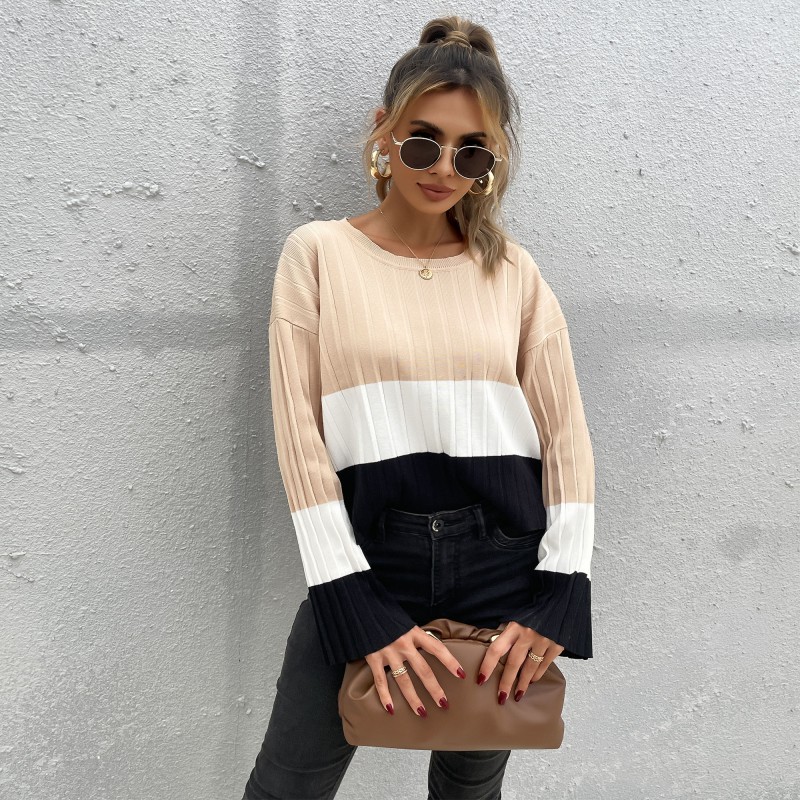 

Colorblock Long-sleeve Knit Sweater