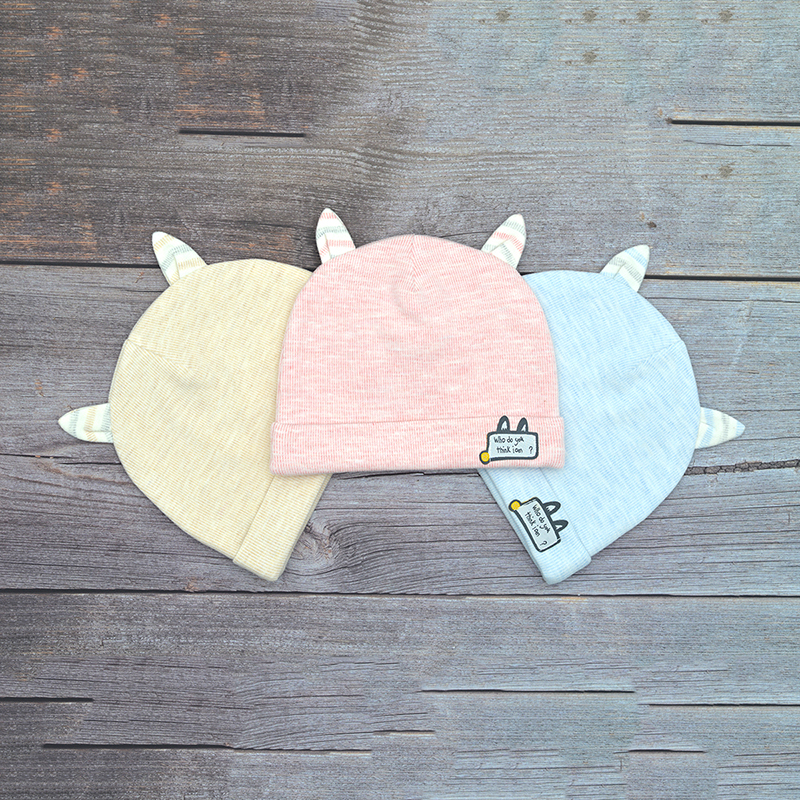 

3-pack Baby Solid Ears Cotton Hat