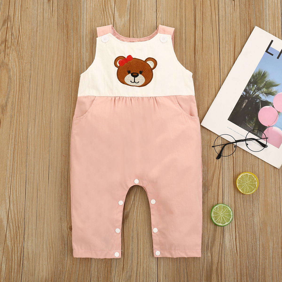 

1pc Baby Unisex Sleeveless Cotton Bear Sweet Jumpsuits