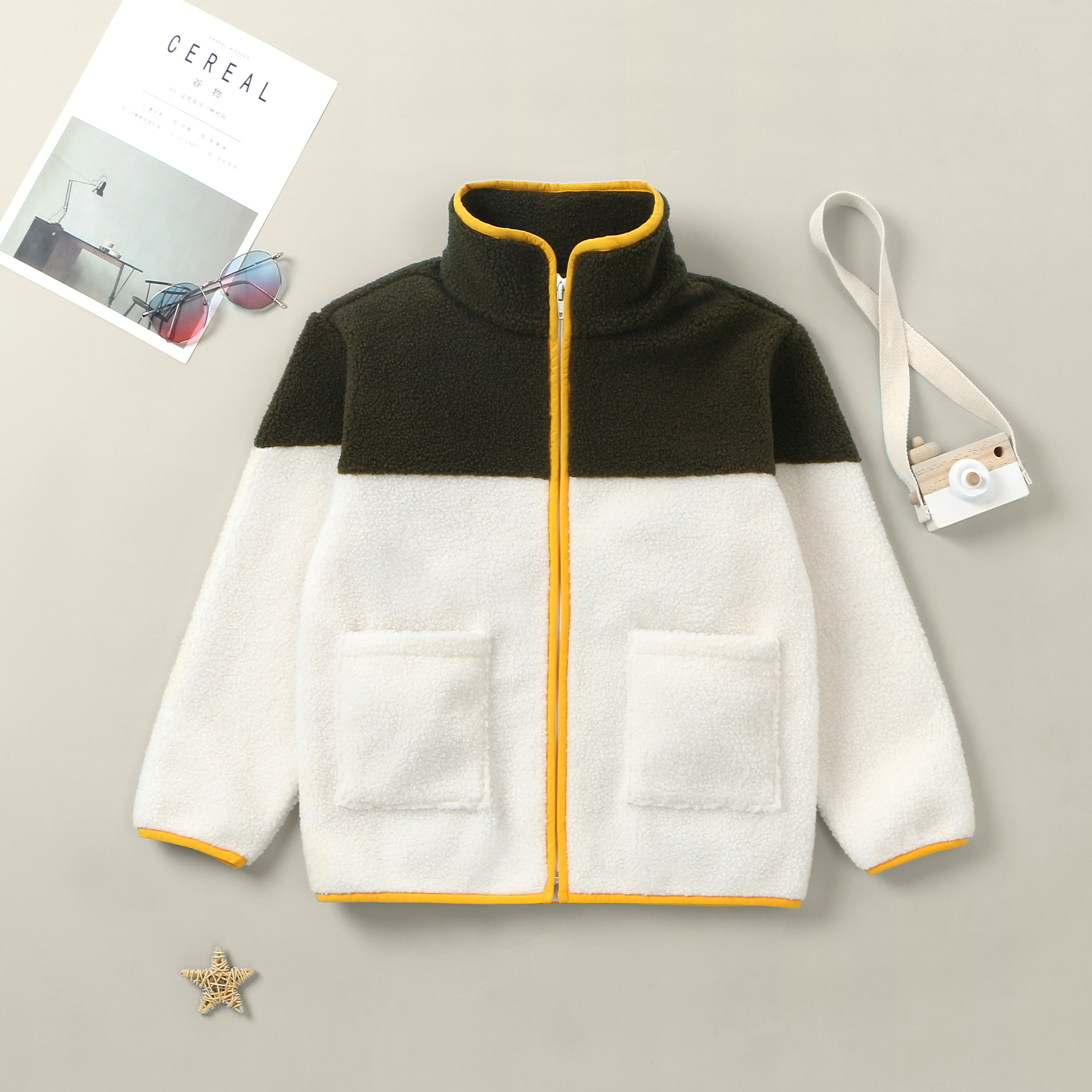 

Kid Unisex Fleece Color Contract Coat