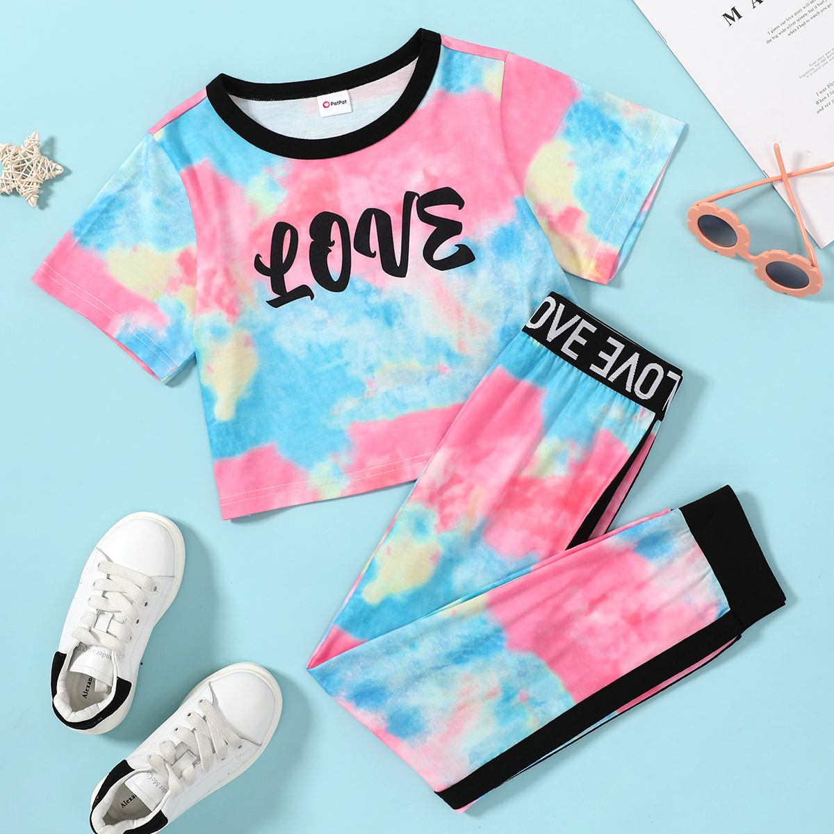 

2pcs Kid Girl Sports Love Pants Sets