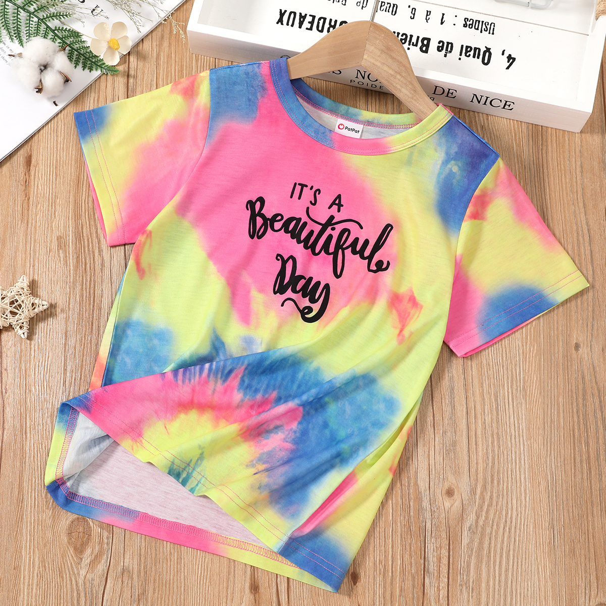 

Kid Girl Letter Colorblock Short-sleeve T-shirt