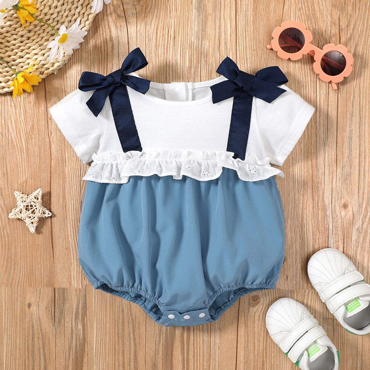 

1pc Baby Girl Short-sleeve Cotton Sweet Rompers & Bodysuits