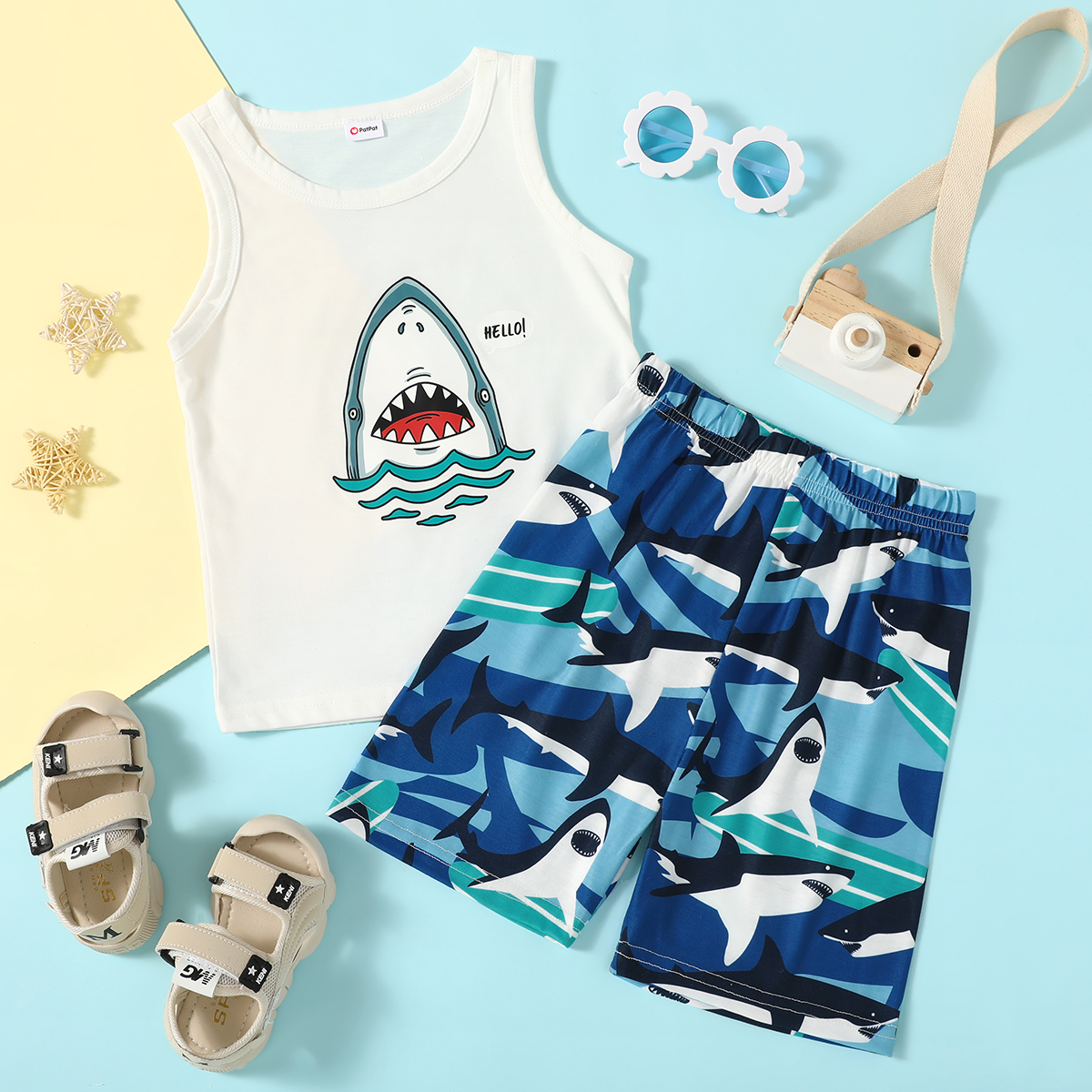 

Trendy Kid Boy Shark Print Casual Set