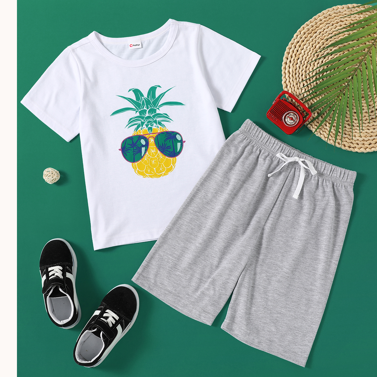 

Fashionable Kid Boy Pineapple Print Casual Set