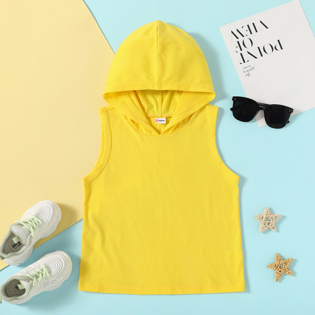 

Trendy Kid Boy Sleeveless Hooded T-Shirt Solid Tank Top
