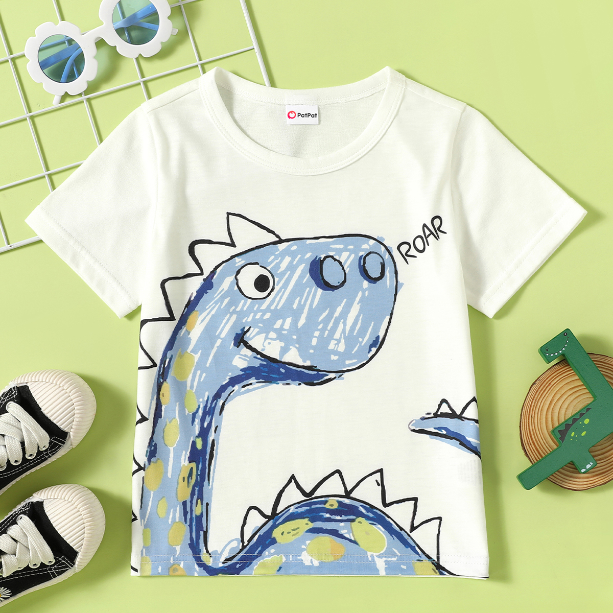 

Toddler Boy Cute Cartoon Dinosaur Print Short-sleeve Tee