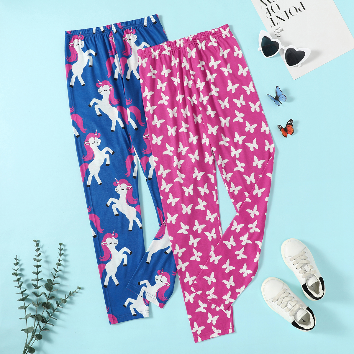 

Beautiful Kid Girl Butterfly/Unicorn Animal Elasticized Leggings