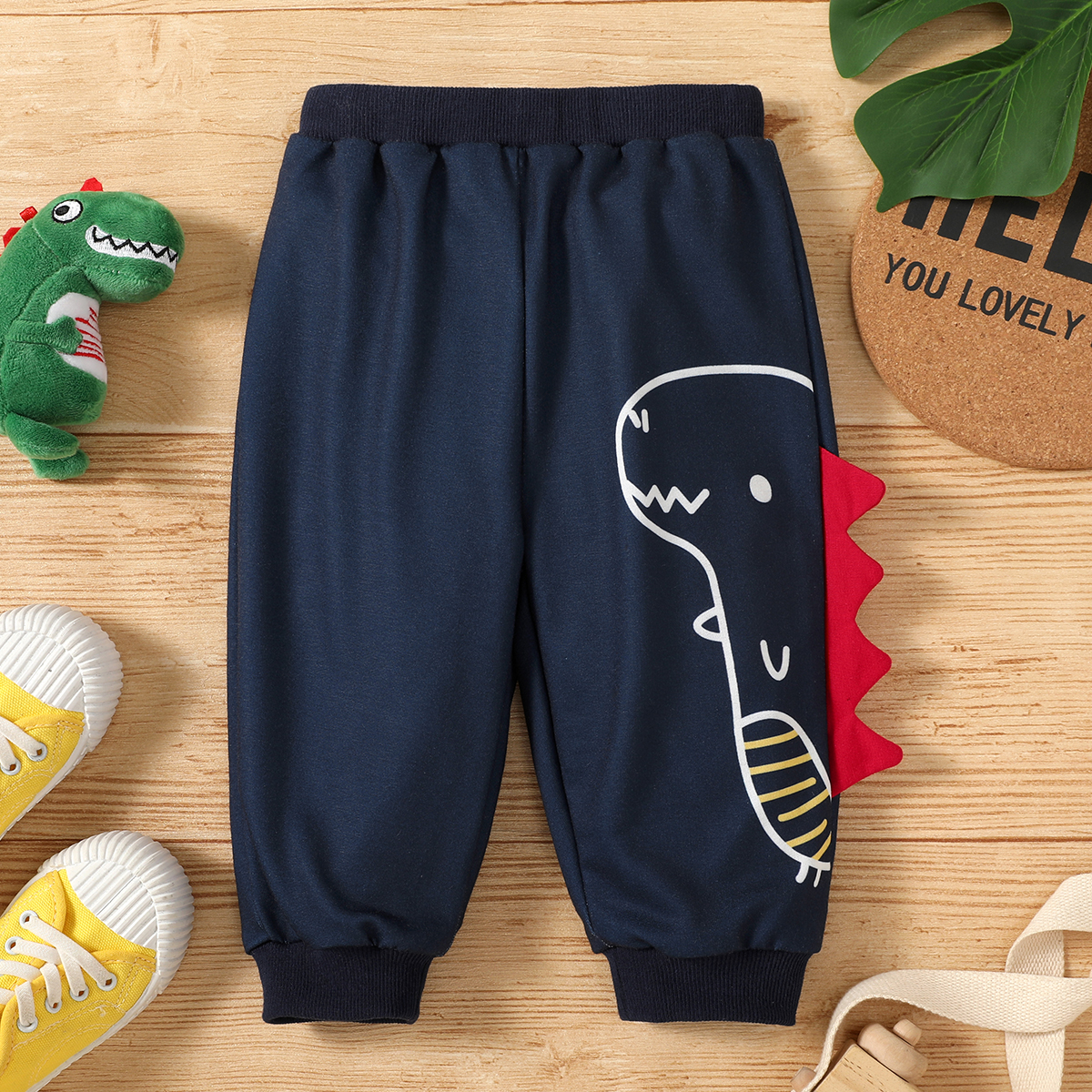 

Baby Boy Dinosaur Print Elasticized Casual Pants