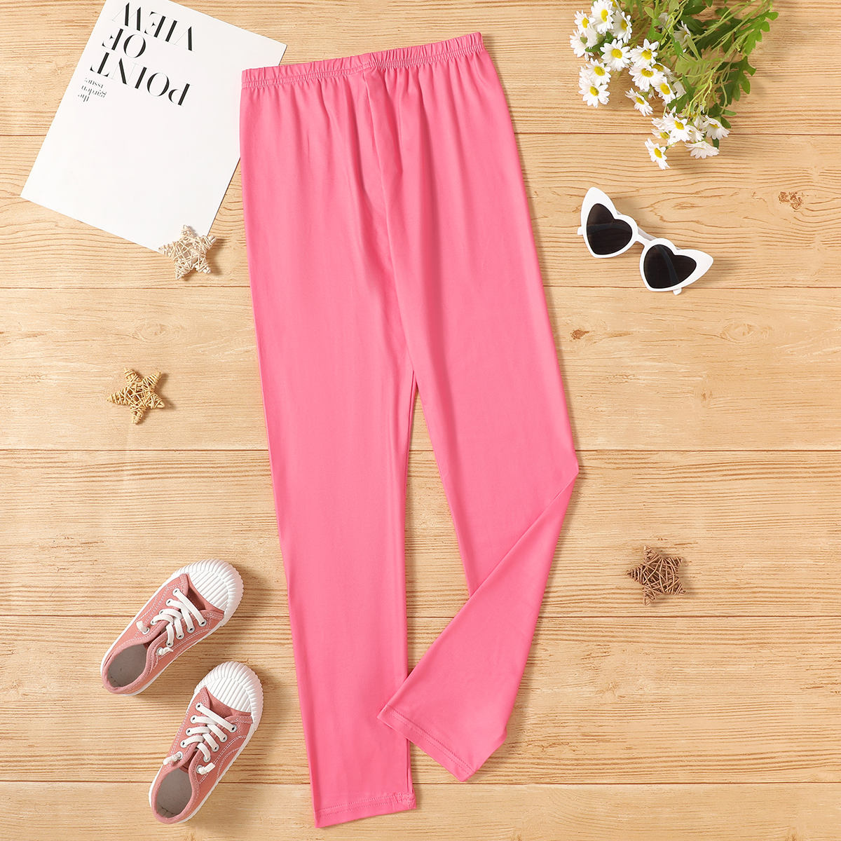 

Kid Girl Solid/Polka dots Elasticized Leggings