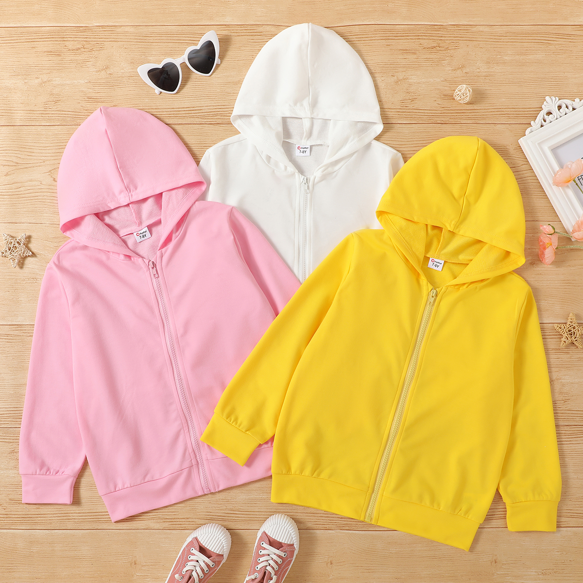 

Kid Girl Sweet Zipper Solid Hoodie Coat Jacket (Multi Color Available)