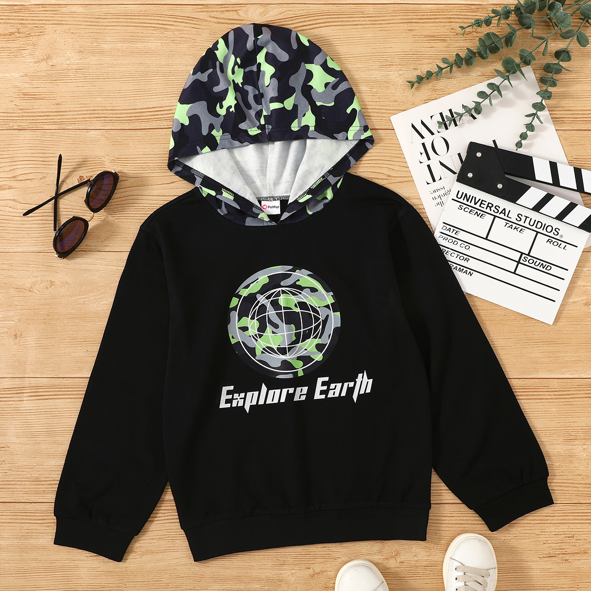 

Trendy Kid Boy Letter Earth Print Camouflage Hoodie Sweatshirt