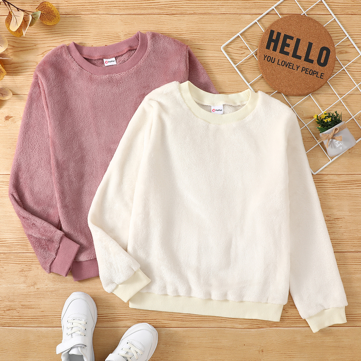 

Kid Girl Casual Solid Fuzzy Pullover Sweatshirt