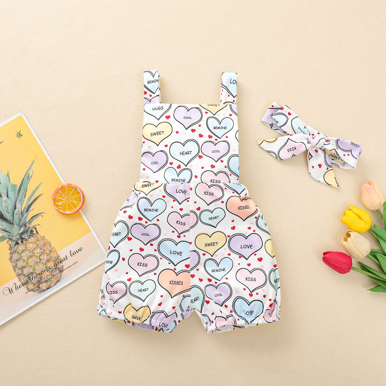 

2-piece Baby Love Heart Strappy Bodysuit and Headband Set