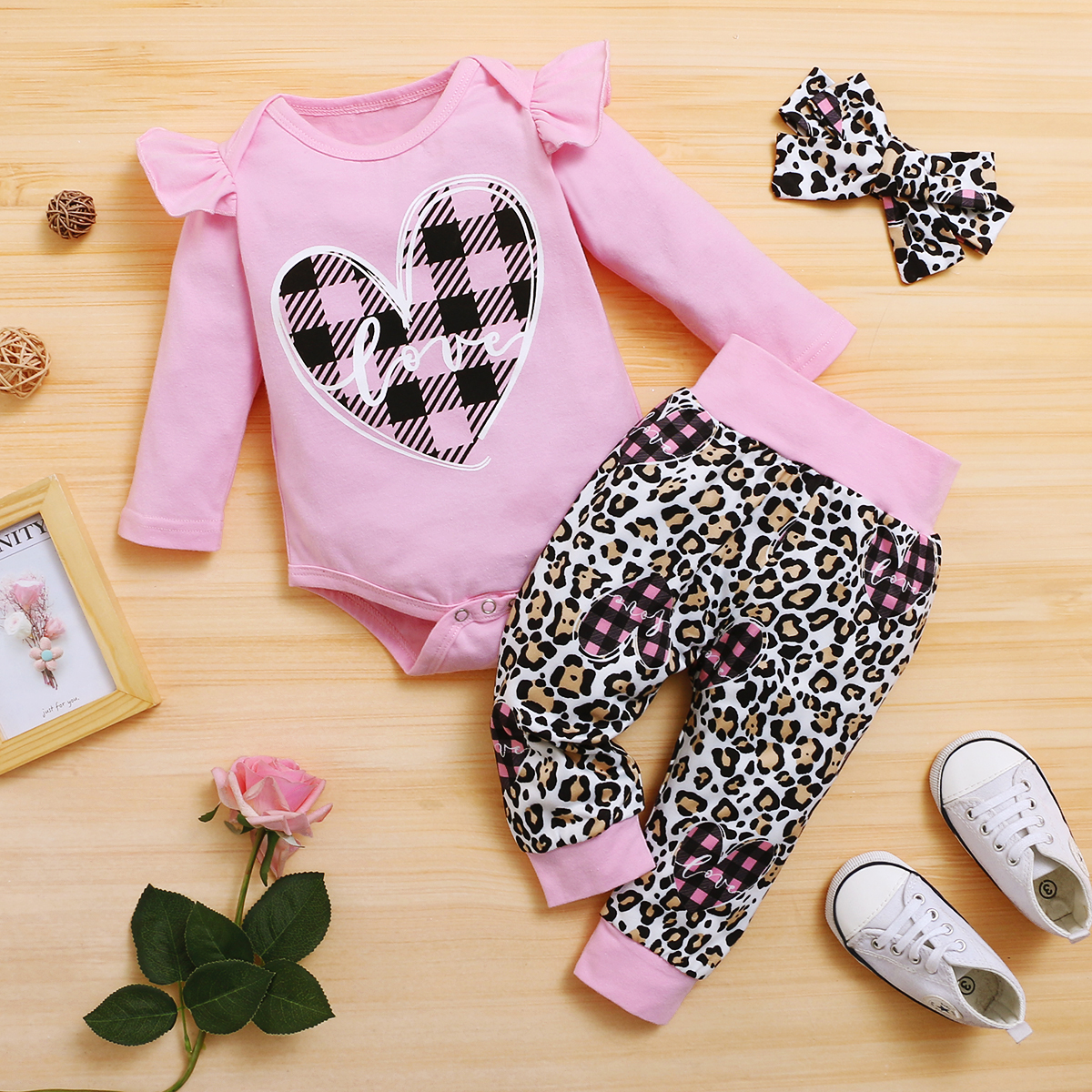 

3pcs Baby Girl Sweet Baby's Sets Romper Cotton Fashion Long Sleeve Infant Clothing Outfits