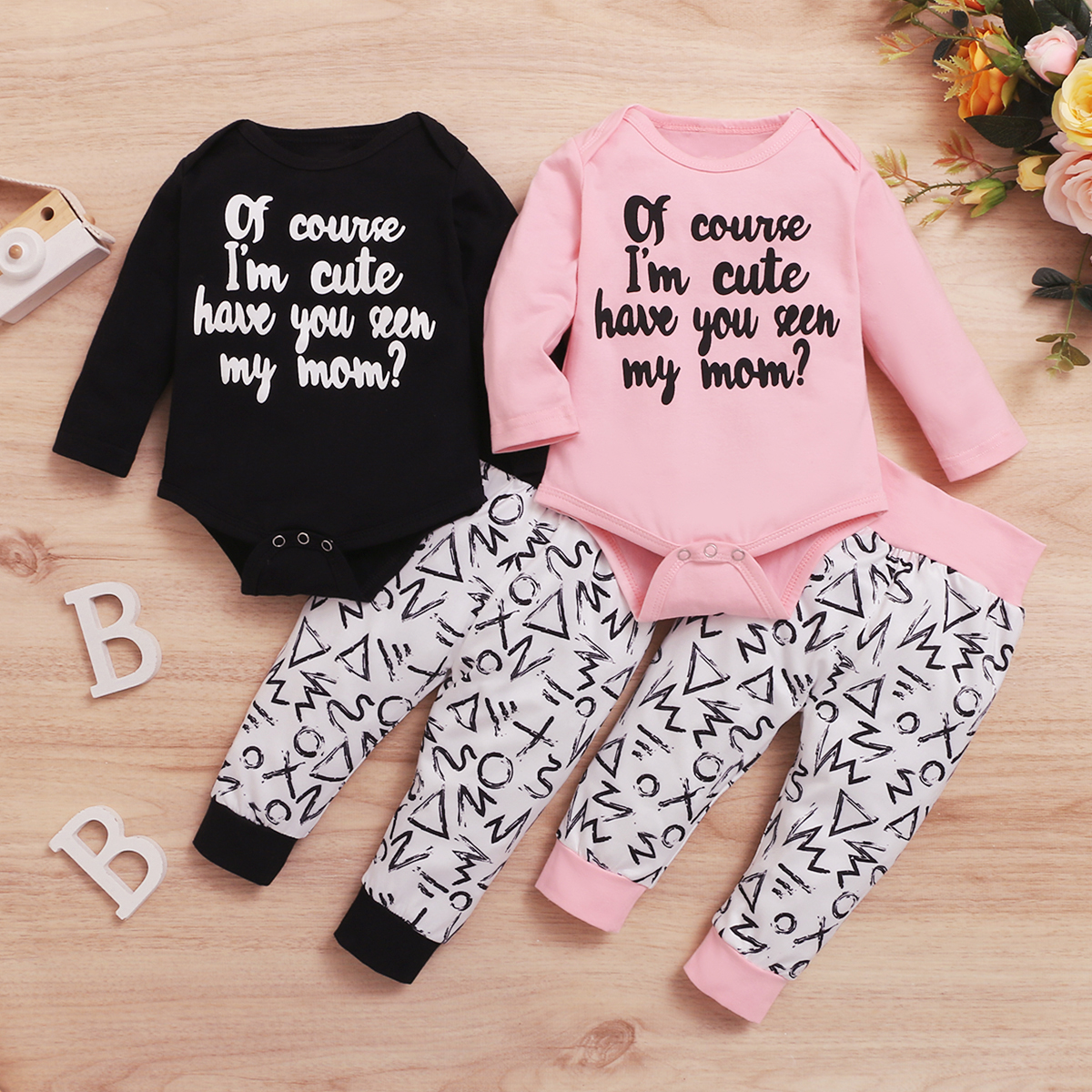 

2pcs Baby Unisex casual Baby's Sets Romper Fashion Long Sleeve Infant Clothing Outfits