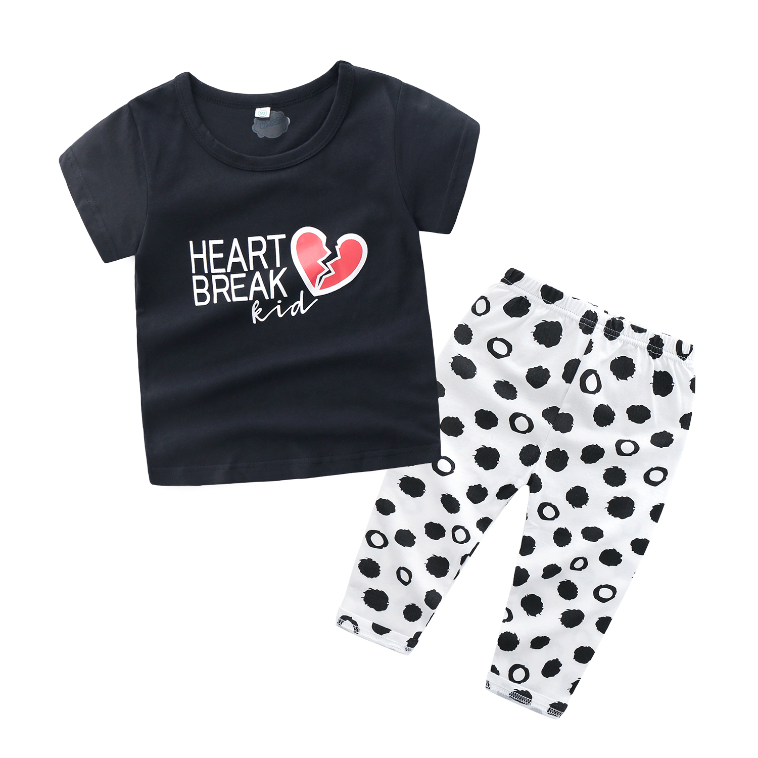 

Baby Casual Letter Print Top and Polka Dots Pants Set