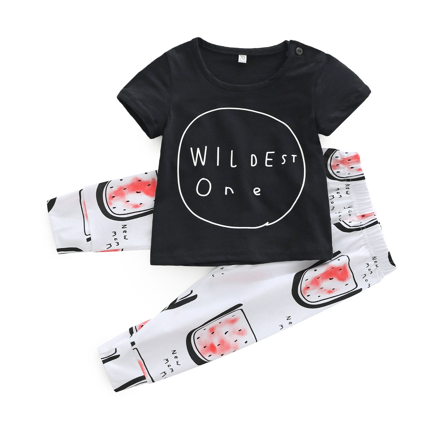 

Baby Casual Letter Print Top and Cartoon Pants Set