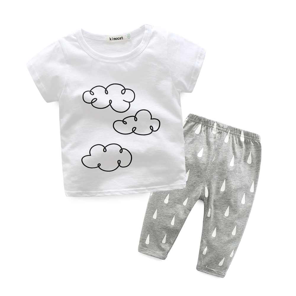 

Baby Simple Cloud Print Top and Pants Set