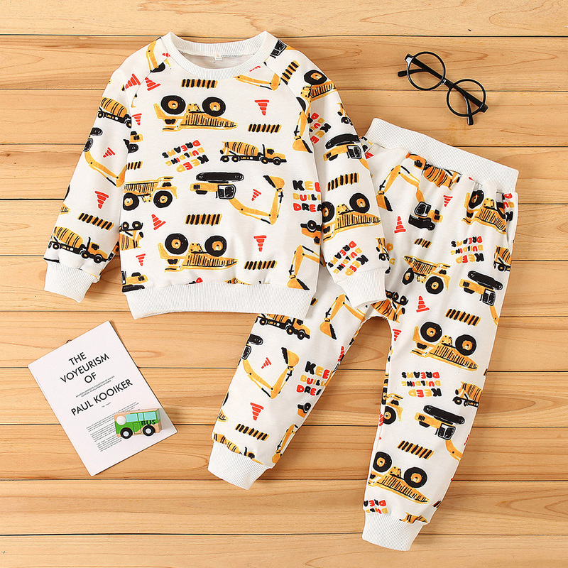 

Baby / Toddler Car Letter Pattern Pullover and Pants Set