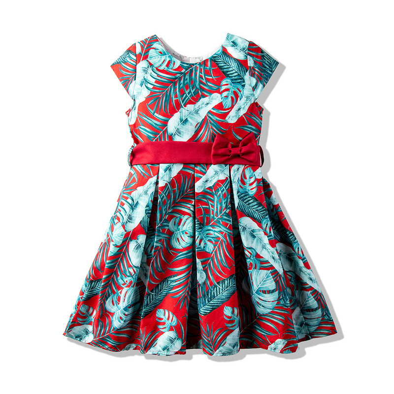 

Baby / Toddler Girl Stylish Leaf Print Bowknot Dress