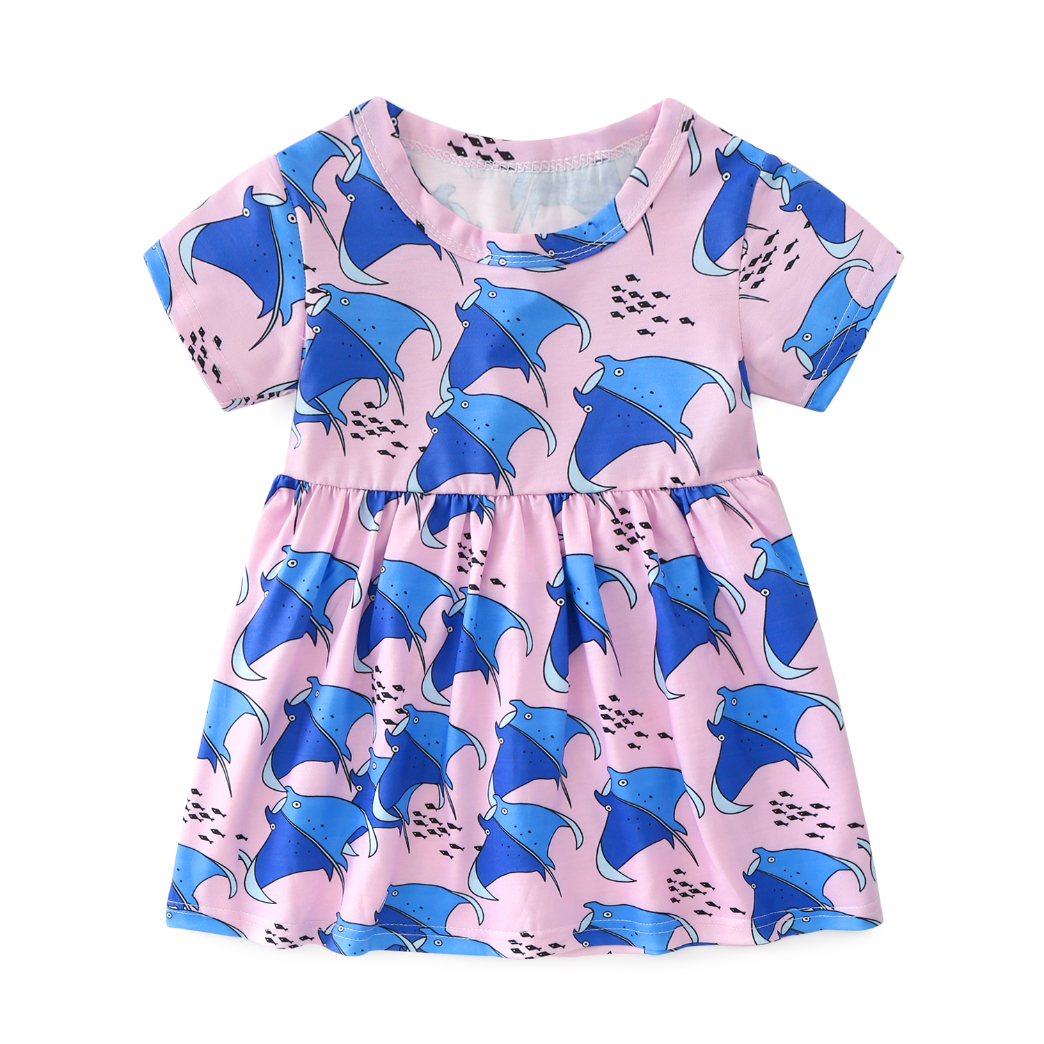 

Baby / Toddler Girl Cartoon Print Short-Sleeve Dress