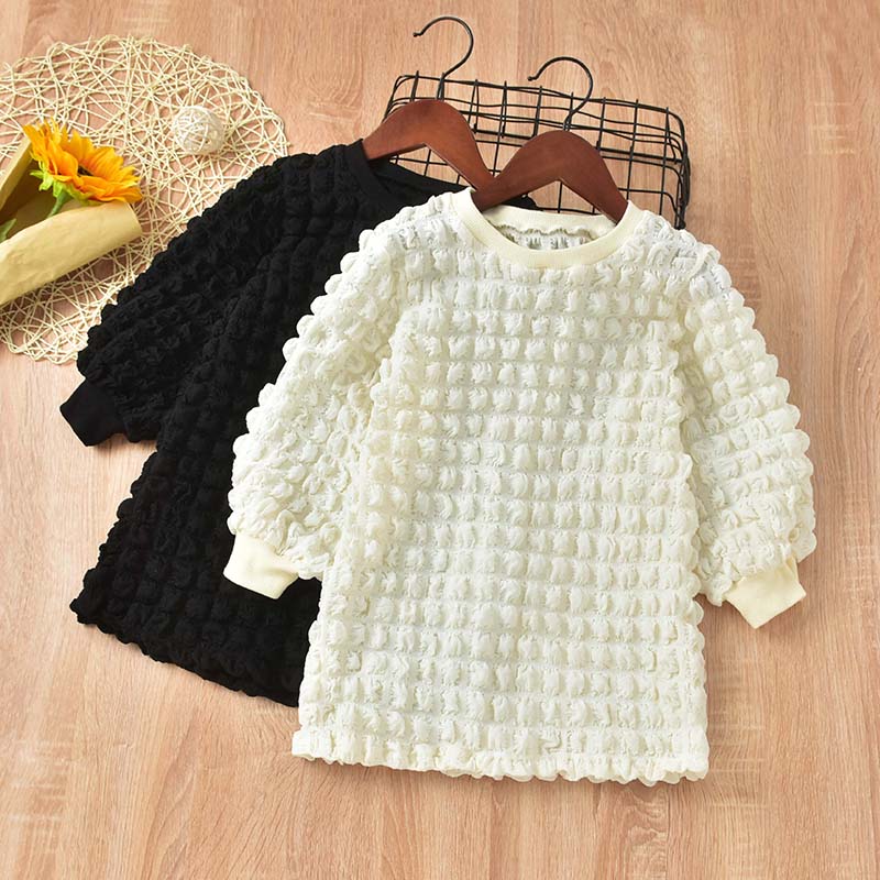 

Toddler Girl Solid Color Waffle Textured Sweatshirt Dress