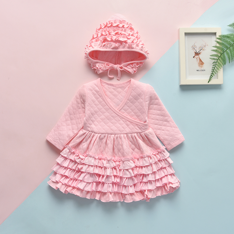 

2-pcs Baby Girl Sweet Suit-dress Long-sleeve warm baby outsit