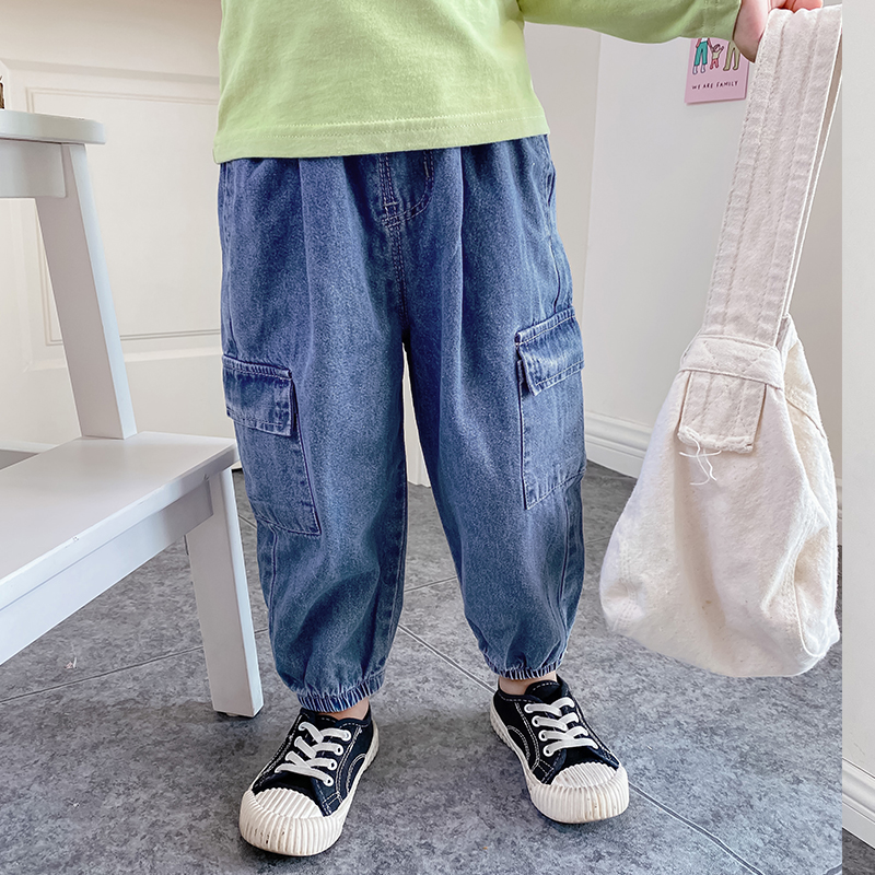

Toddler Boy Casual Pocket Design Elasticized Denim Jeans
