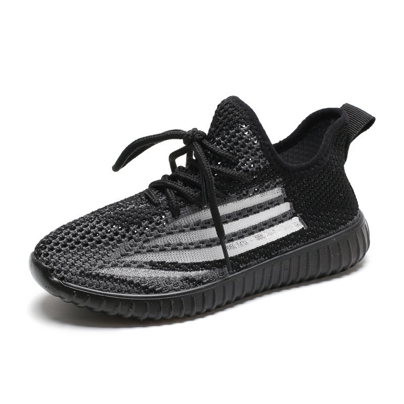 

Toddler / Kids Breathable Knitted Striped Lace-up Sneakers