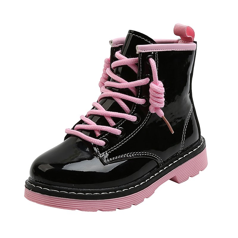 

Toddler / Kid Solid Lace-up Casual Trendy Glossy Boots