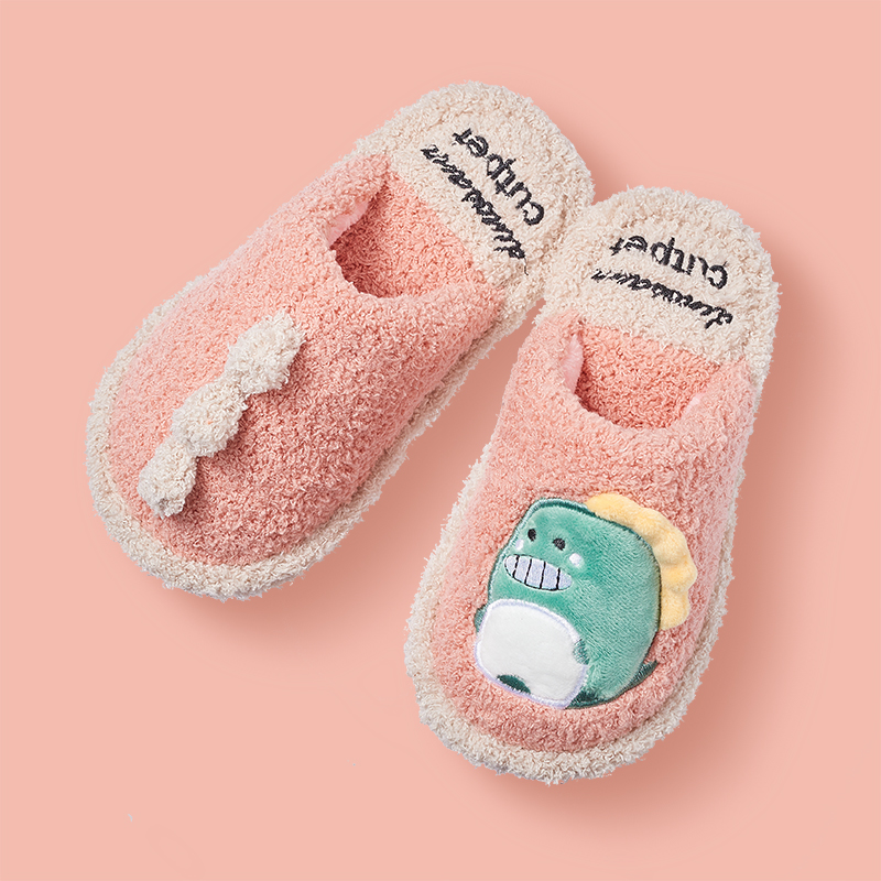 

Kid Dinosaur Design Fleece Slippers