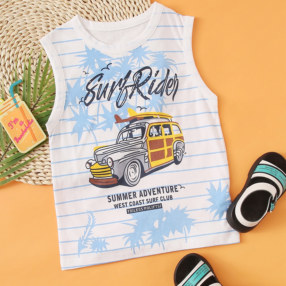 

Baby / Toddler Casual Comfy Letter Car Cotton Sleeveless Tee