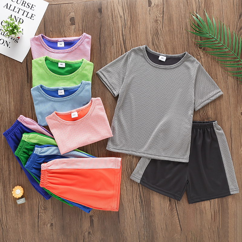 

Kid Girl/Boy Quick Dry Mesh Short-sleeve 2pcs Sporty Casual Set