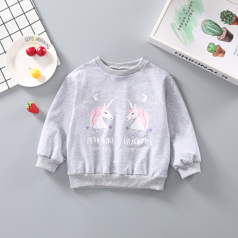 

Baby / Toddler Girl Animal Unicorn Letter Print Pullover