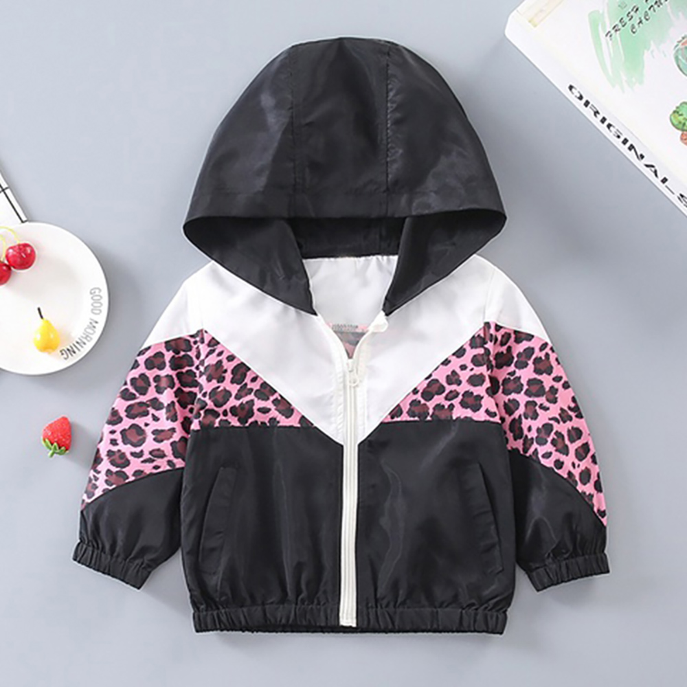 

Baby Girl casual Leopard Coat & Jacket Hooded Fashion Long Sleeve Infant Clothing Outfits